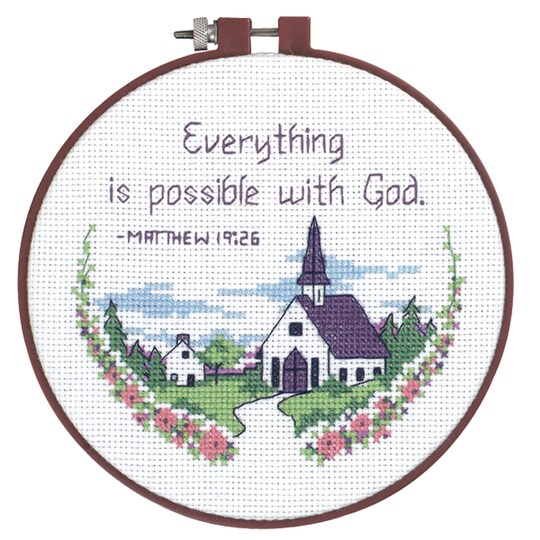 Dimensions Learn-A-Craft Counted Cross Stitch Kit 6" Round-Everything Is Possible
